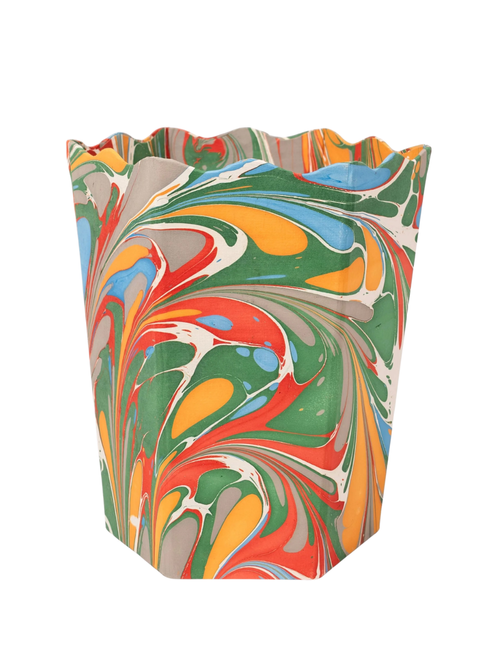 Hand-Marbled Scallop Storage Bin in Marais