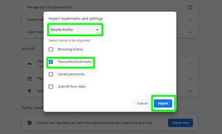 how to export Chrome bookmarks - import bookmarks box