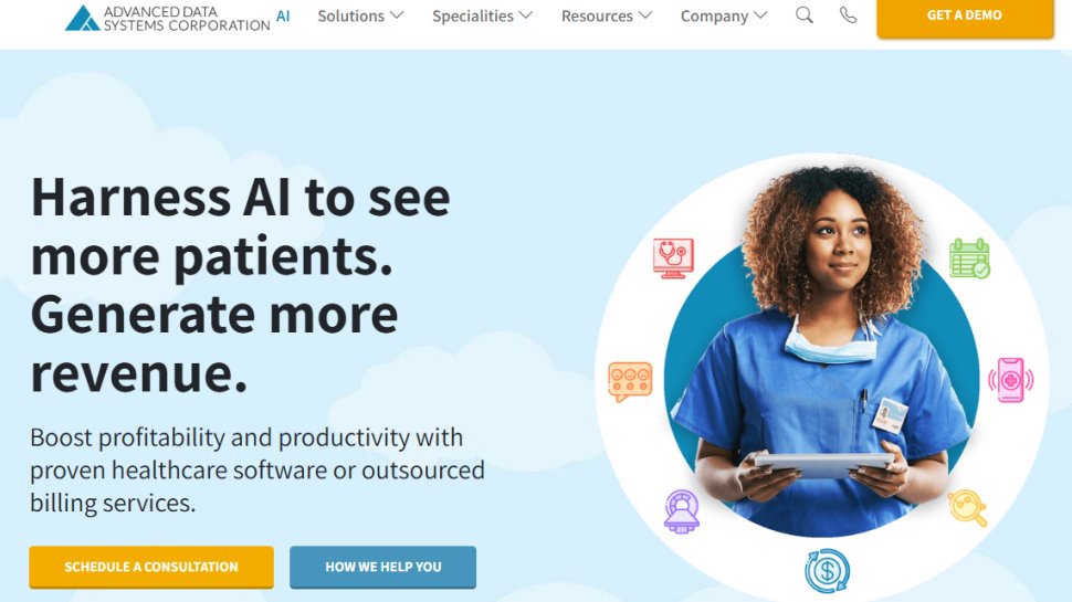 Website screenshot of ADSC EHR (October, 2025)