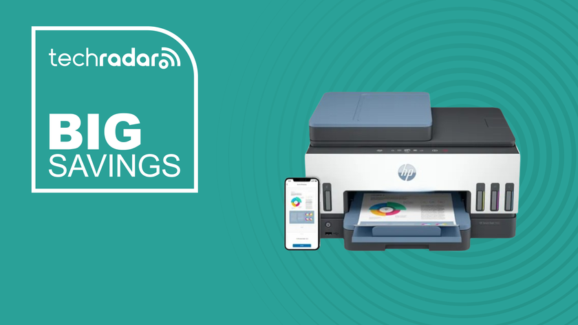 HP Smart Tank 7602 printer with the wording &#039;big savings&#039; and TR logo