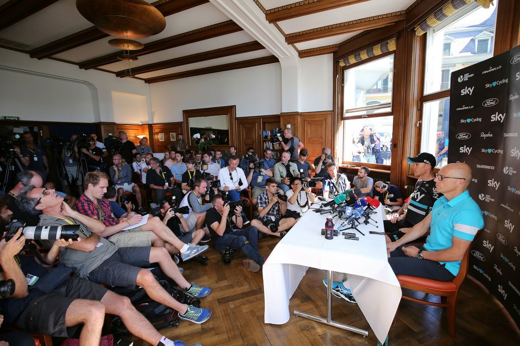 A packed room for the Team Sky press conference