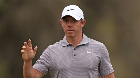 Rory McIlroy waves to the crowd during the final round of the 2025 Players Championship