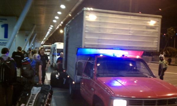 Seems like every car had red and blue flashing "police" lights in Colombia, our bike transport truck was no exception.