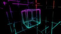 Cube and neon lines in 3d space.