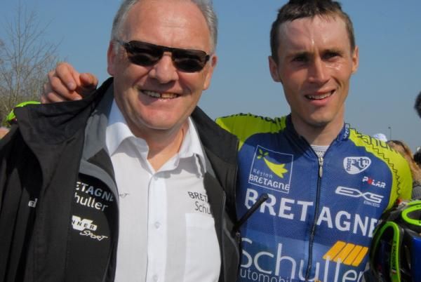 Jo&euml;l Bl&eacute;vin, the happy Bretagne Schuller boss and race winner Florian Vachon