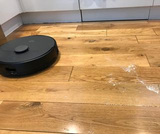 Eufy X8 Pro Robot Vacuum on wooden floor