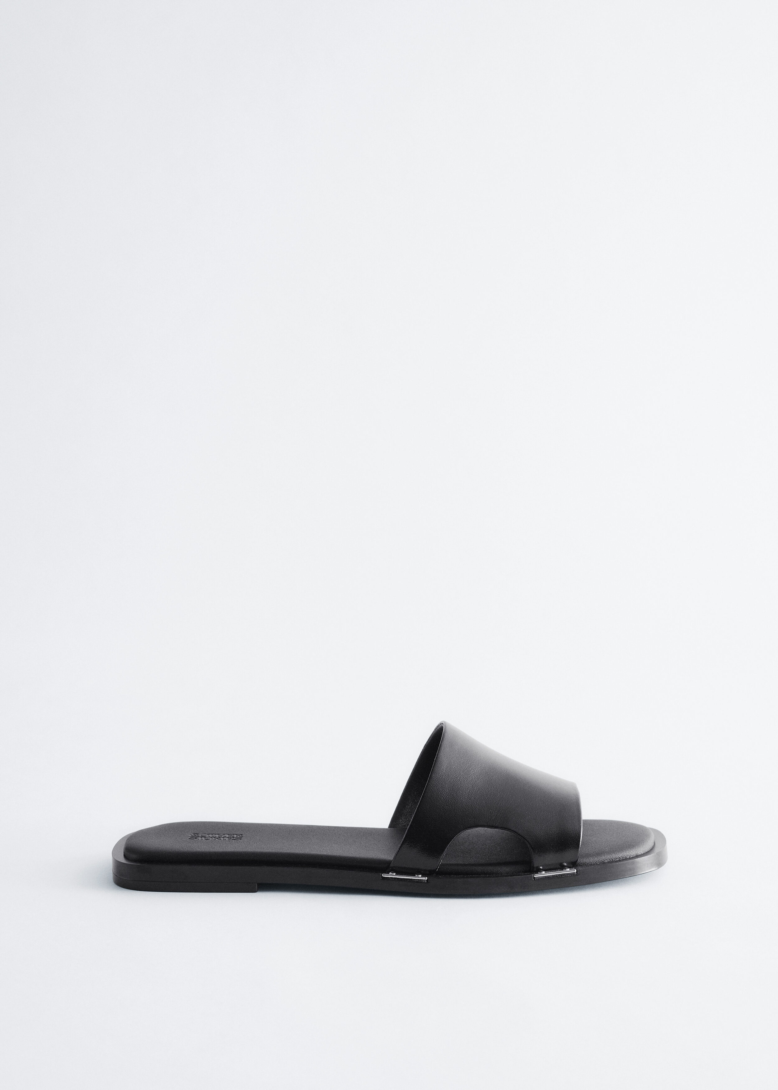 Metal-Detail Leather Slides - Black