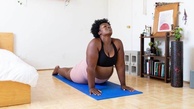 Woman doing a relaxing pilates workout