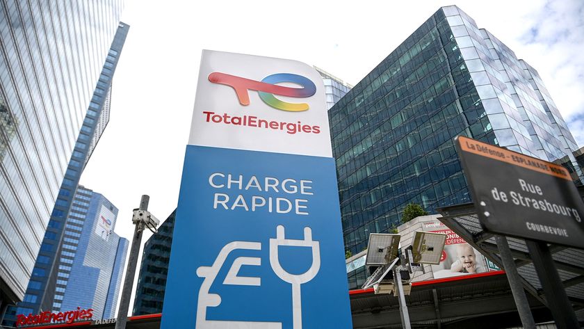 TotalEnergies logo with an electric chargepoint image.