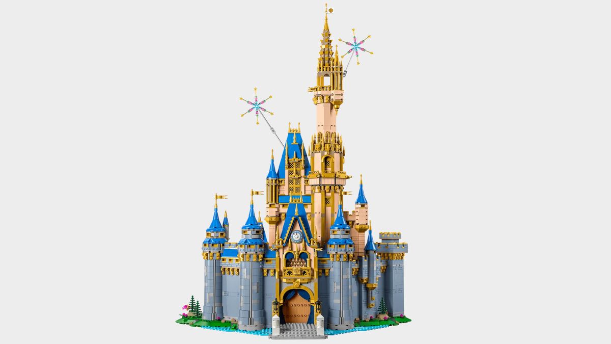 Lego Disney Castle on a plain background