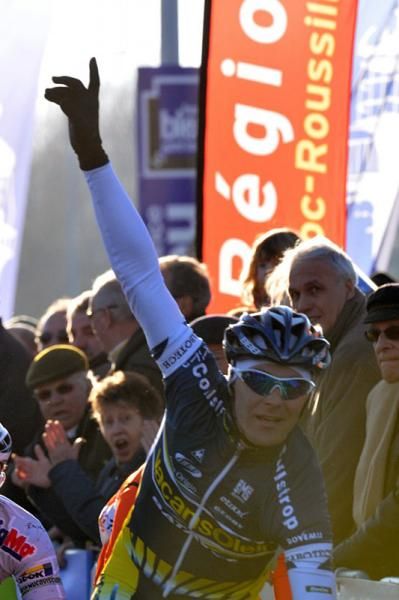 Borut Bozic (Vacansoleil Pro Cycling Team) celebrates his stage victory in Le Grau du Roi.