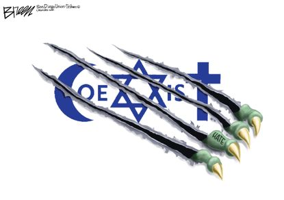 Editorial Cartoon World Coexist and hate