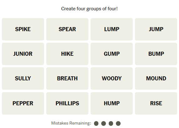 The New York Times Connections puzzle on February 14, 2026