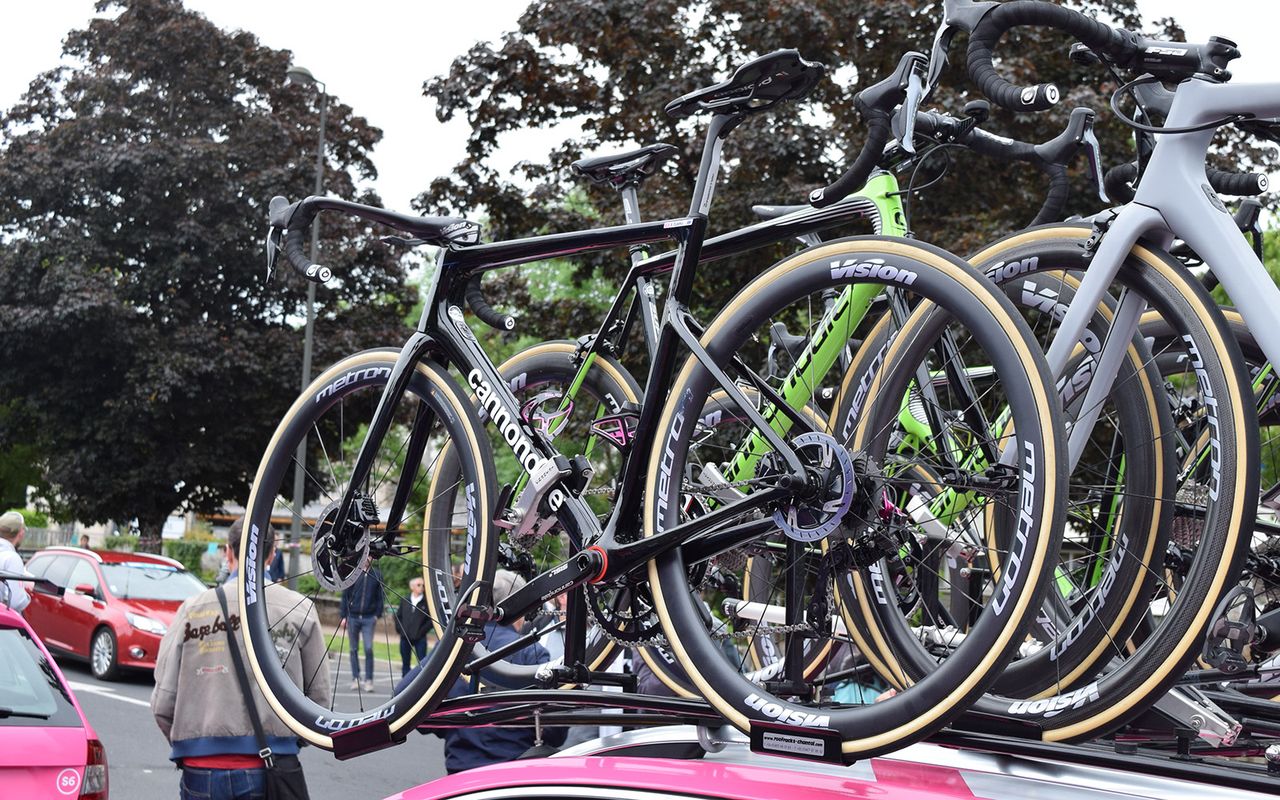 A disc brake version of the bike was also spotted at the race