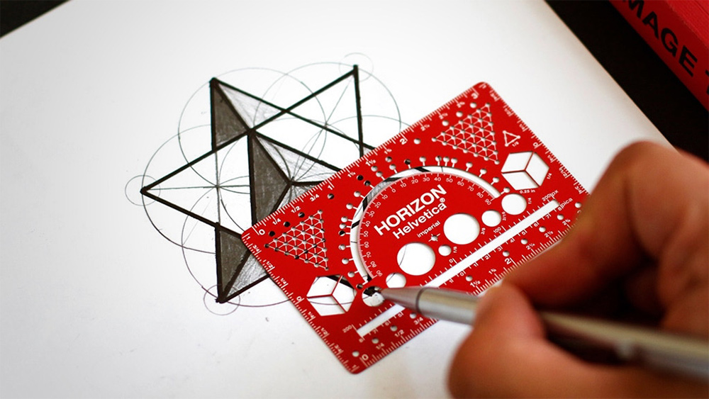 The Horizon Helvetica tool being used to draw designs