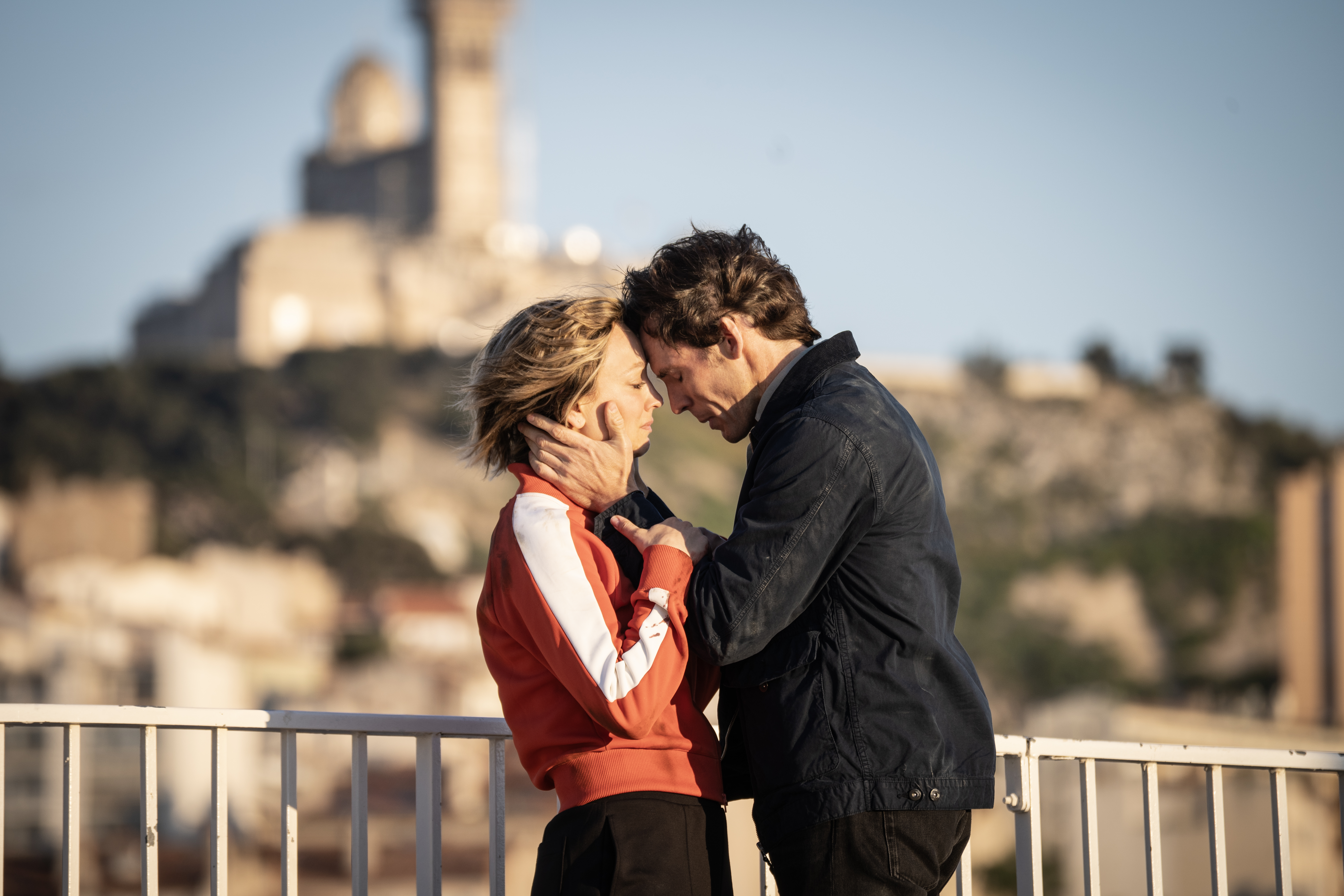 an image of cucou and claflin in the series Vanished standing on a viewpoint near a Marseille landmark