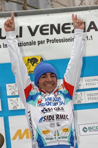 Jose Serpa (Androni Giocattoli) celebrates his win at the Giro del Friuli