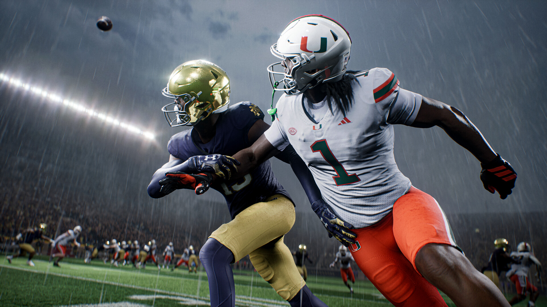 An official screenshot of EA Sports College Football 27 showing in-engine capture of the game.
