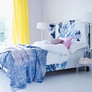 bed with floral print