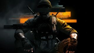 Call of Duty: Black Ops 6 trailer still - shadowy looking commando man sitting with guns in his hands, guns on his back, face partially blanked out, for he is Black Ops 6 Man