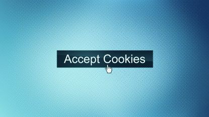 A mouse cursor hovering over an 'Accept Cookies' button