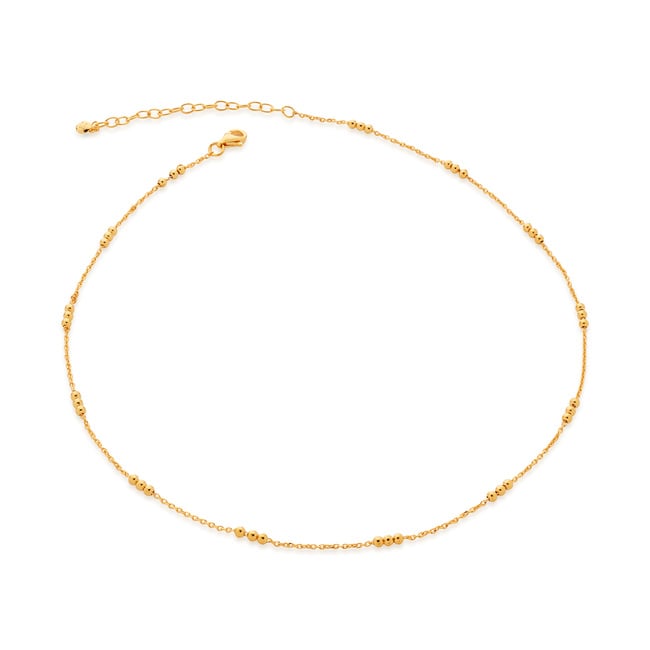 Gold Vermeil Triple Beaded Chain Necklace 14-16'
