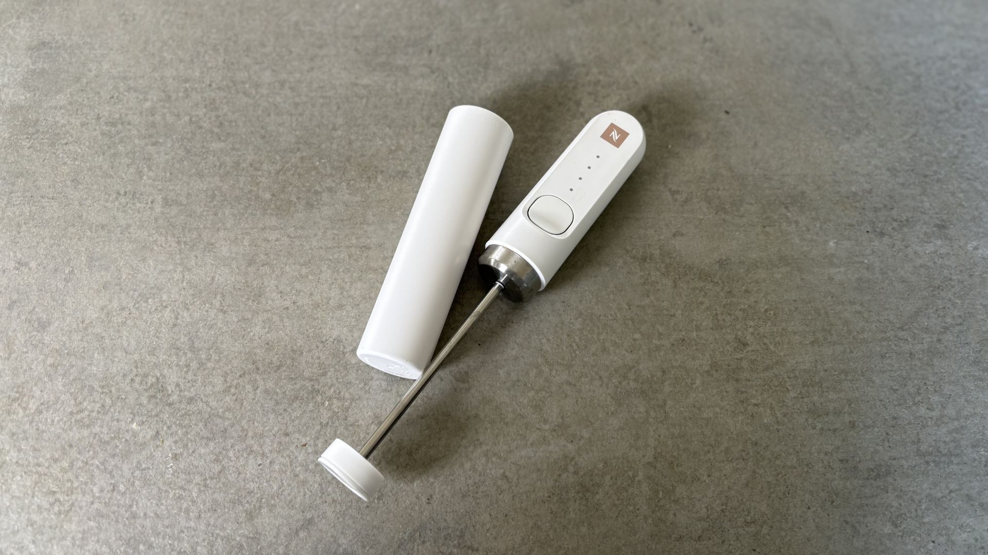 Nespresso NanoFoamer Milk Frother being tested