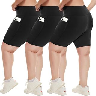 HLTPRO, 3 Pack Plus Size Biker Shorts With Pockets 