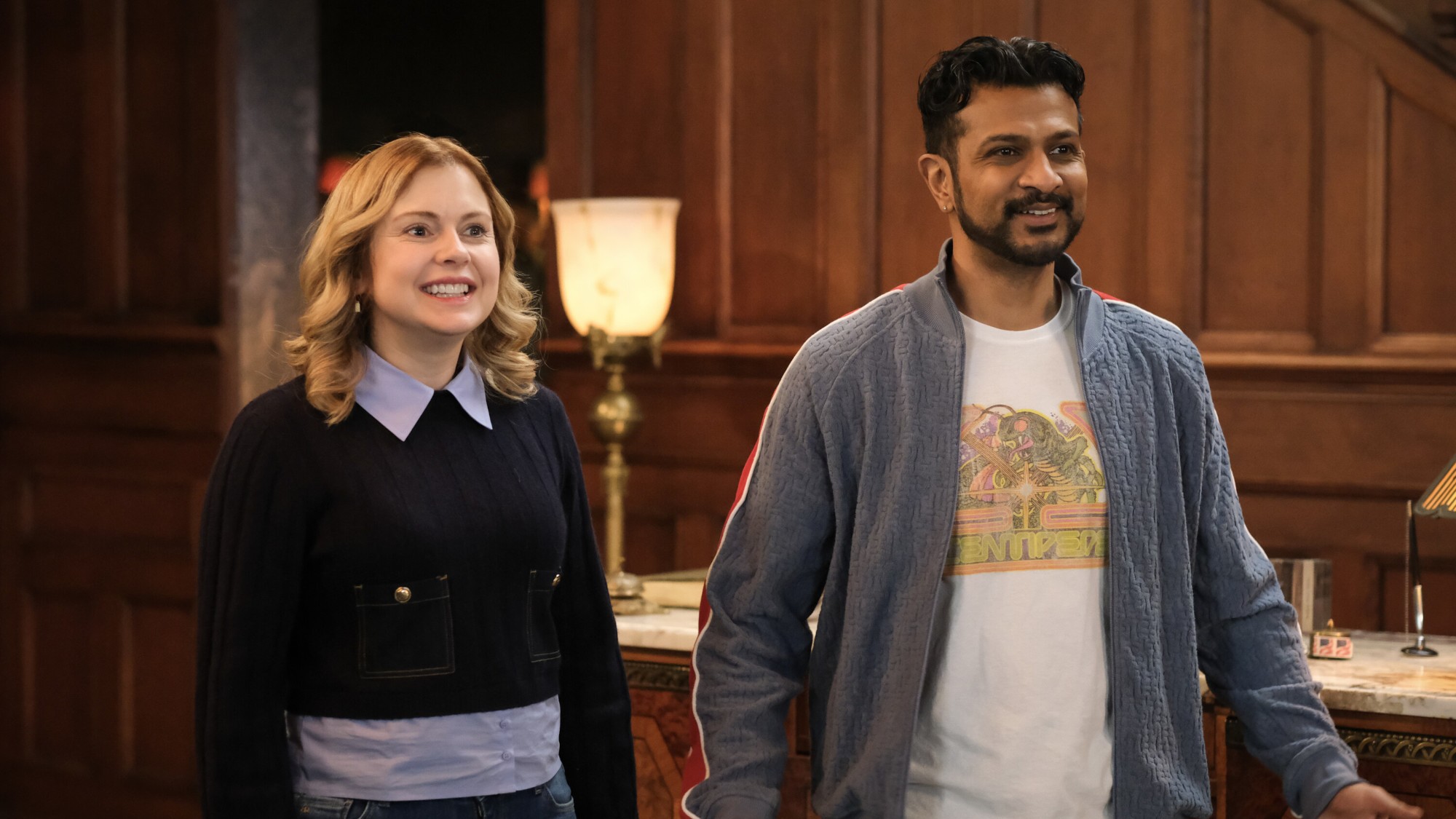 Rose McIver and Utkarsh Ambudkar in Ghosts