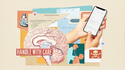 Illustration of medical ephemera and a smartphone