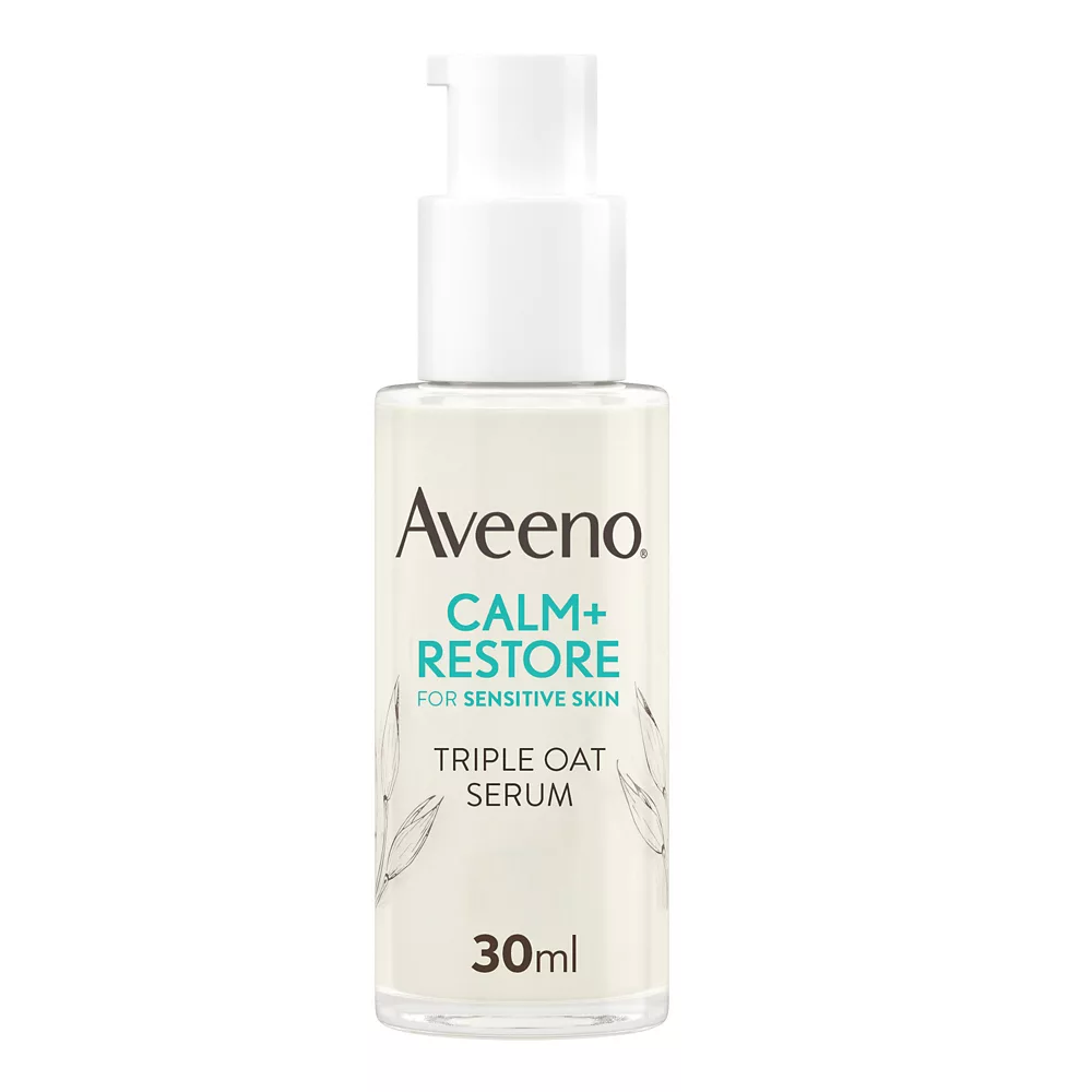 Aveeno Face Calm+restore® Triple Oat Serum, 24-Hour Moisturisation With Triple Oat Complex and Calming Feverfew 30ml