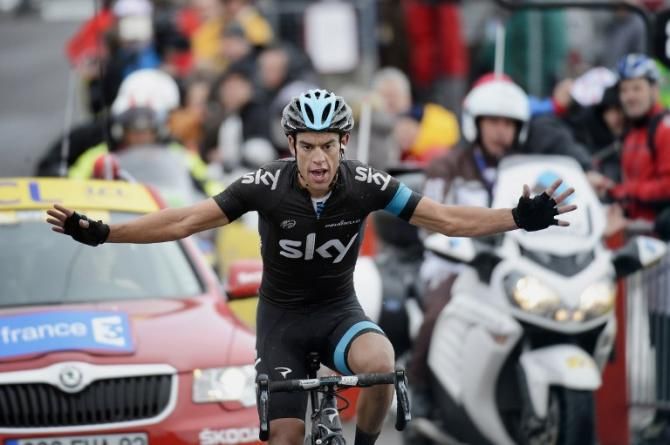 Richie Porte (Sky) celebrates his Paris-Nice stage win