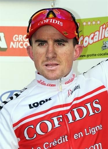 Samuel Dumoulin (Cofidis Le Credit En Ligne) on the podium for winning stage three.