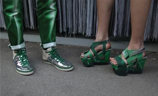 Green shoes and sandals