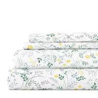 Becky Cameron 4-Piece Light Blue Wildflower Microfiber Queen Sheet Set