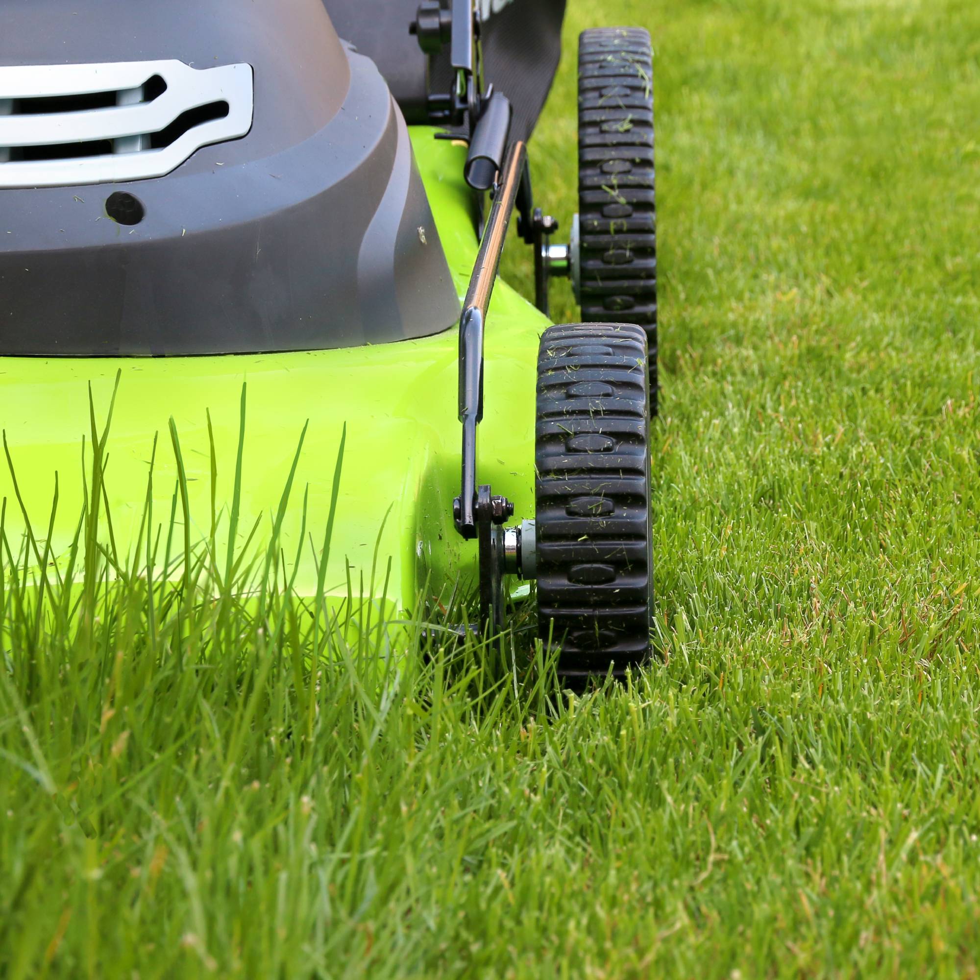 Green electric lawn mower