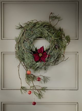 poinsettia wreath dried and fresh