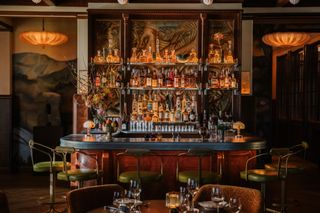 Deco-style bar at Locanda Verde Hudson Yards