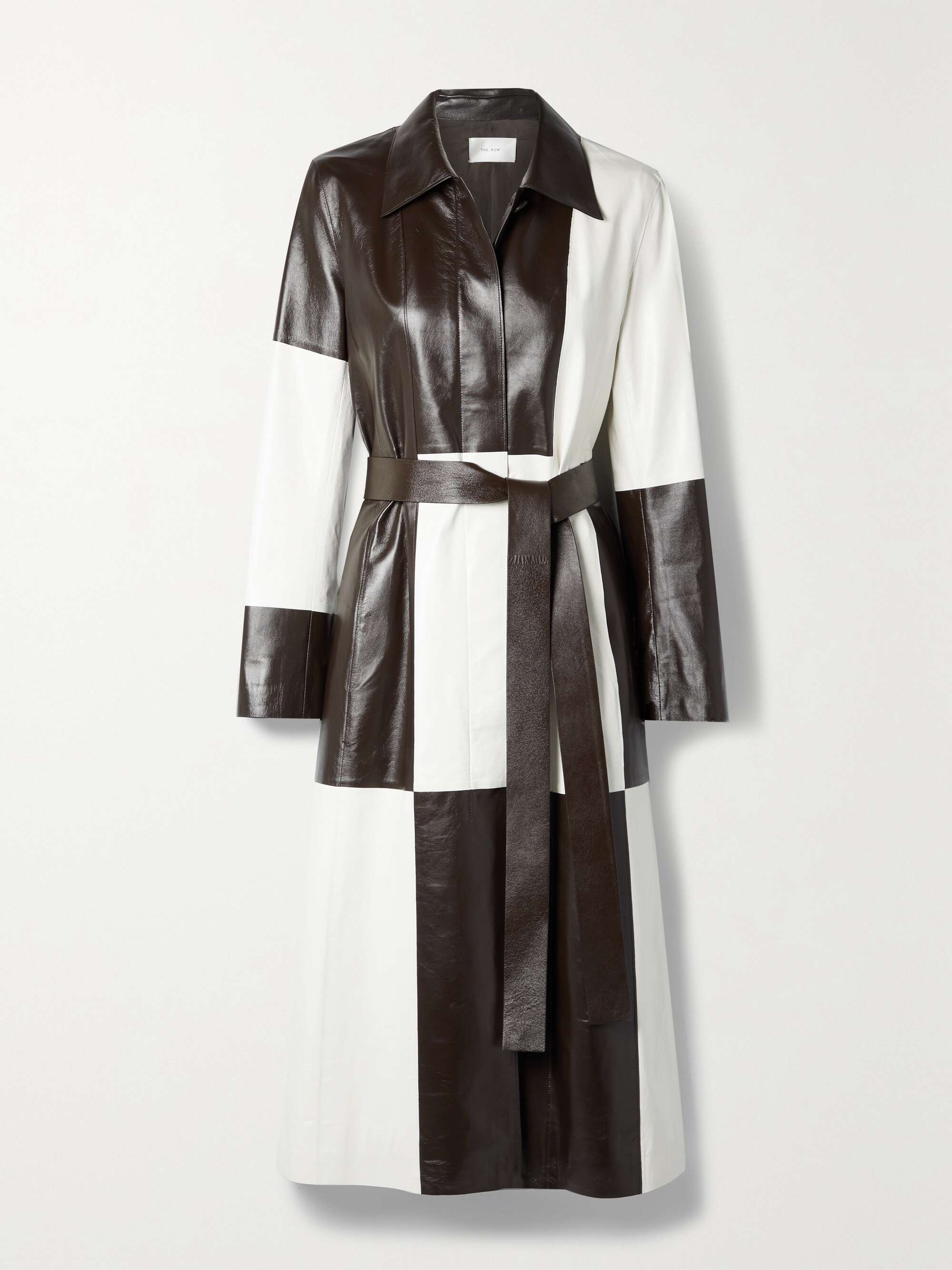Traviesa Belted Color-Block Leather Trench Coat