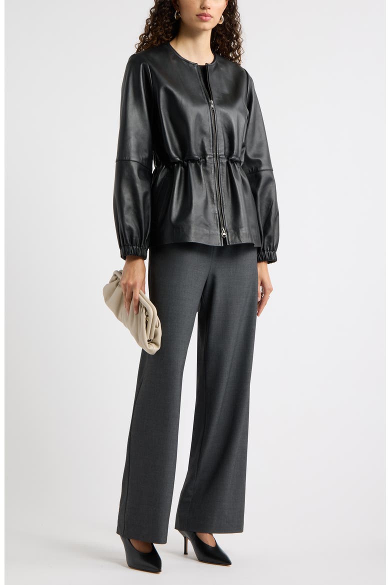 Cinch Waist Leather Jacket