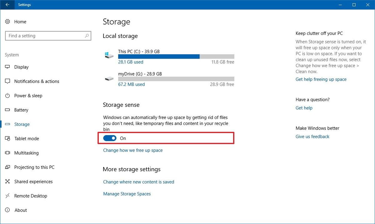 How to use Storage sense to automatically free disk space in the ...