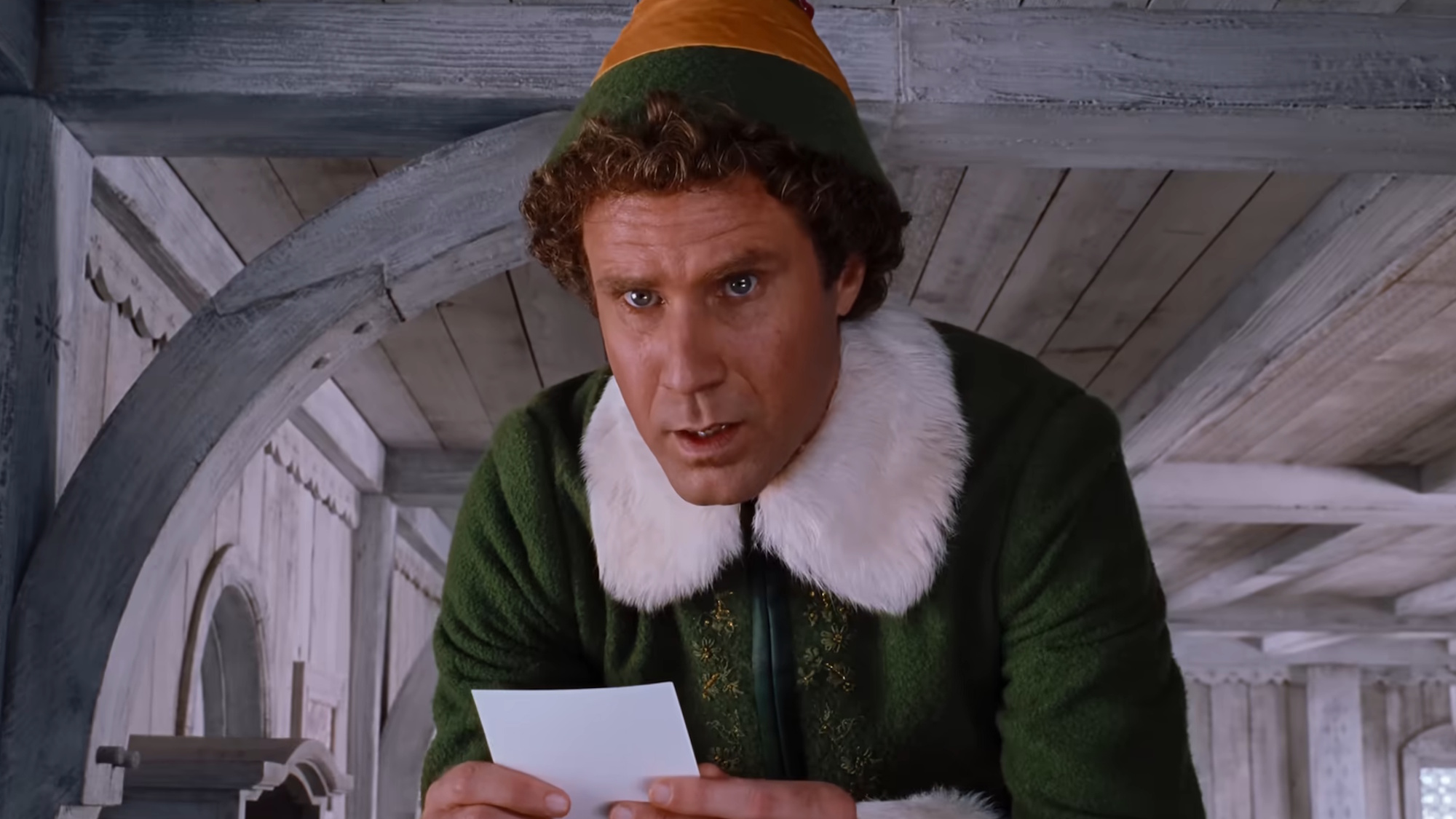 Will Ferrell as Buddy the Elf in Elf.