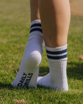 College-Socken – Weiß und Marineblau