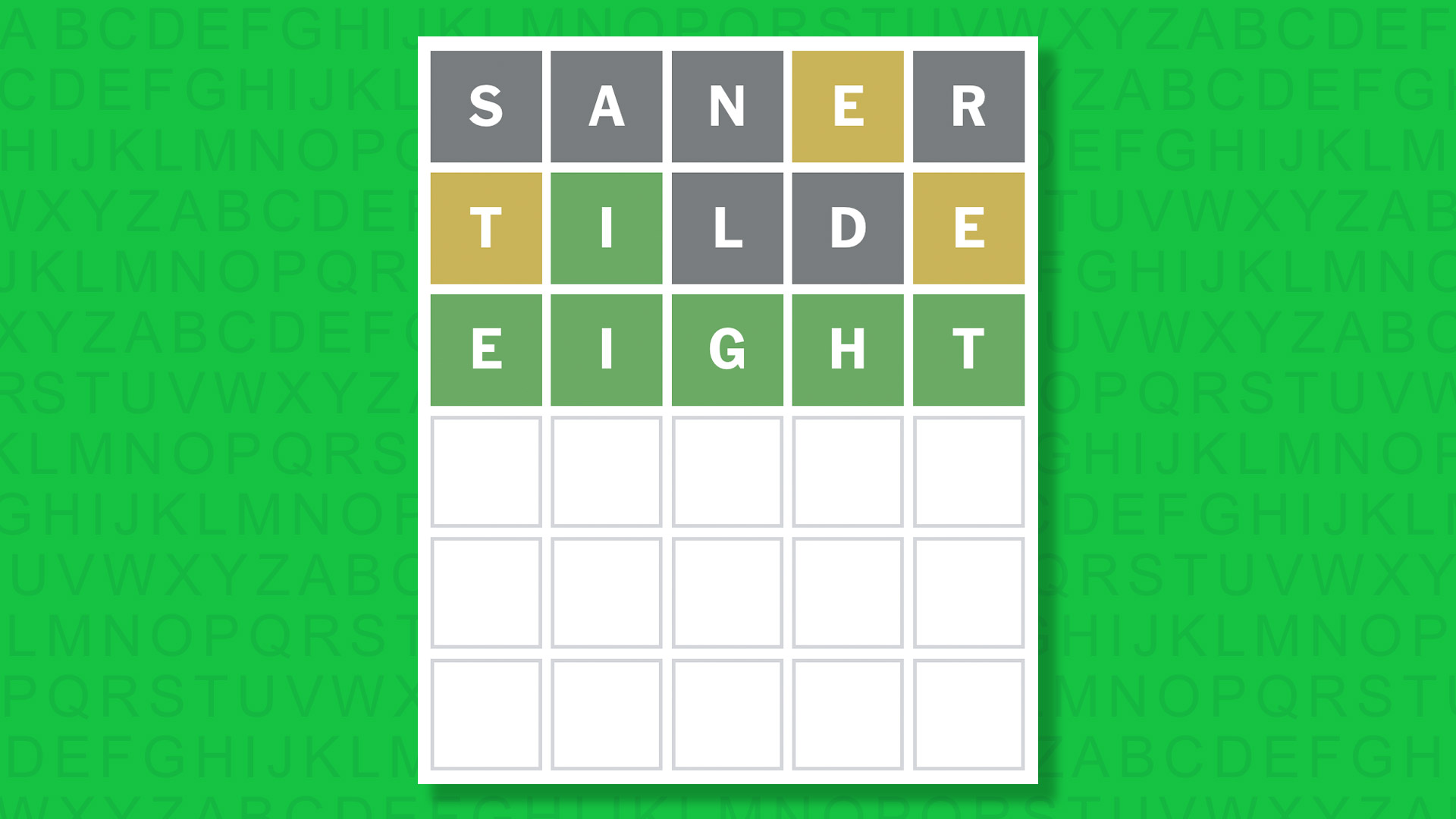 NYT Wordle answer for game 1665 on a green background