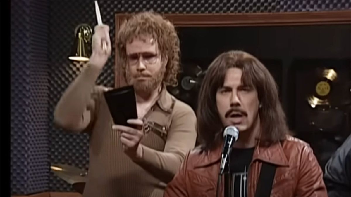 Will Ferrell banging on the cowbell in iconic SNL sketch.