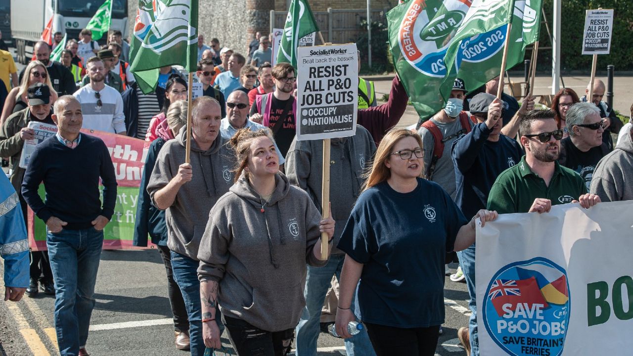 A protest by sacked P&amp;amp;O workers and their supporters