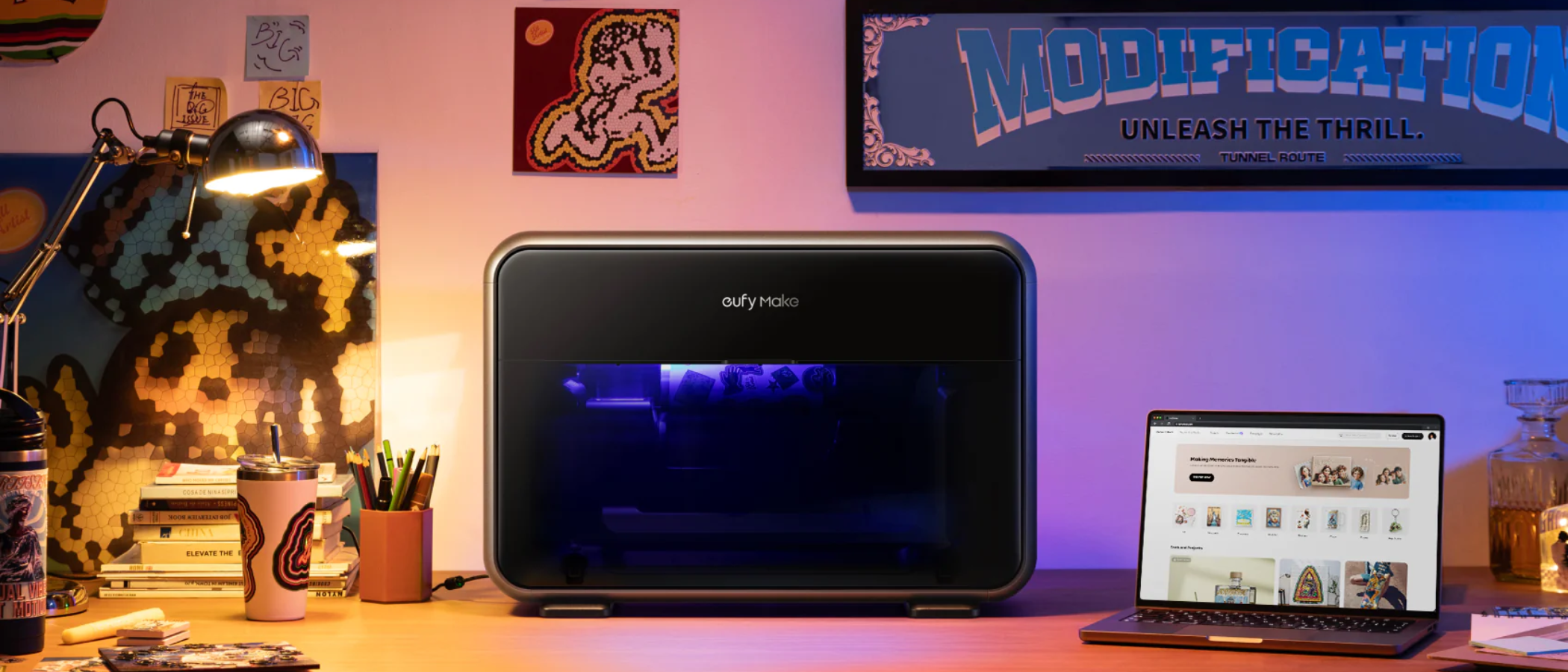 Anker's 3D texture UV printer in a home office
