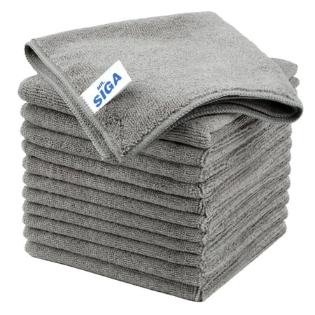 Mr.siga All-Purpose Microfiber Cleaning Clothstreak Free Cleaning Rags, 12 Pack, Grey