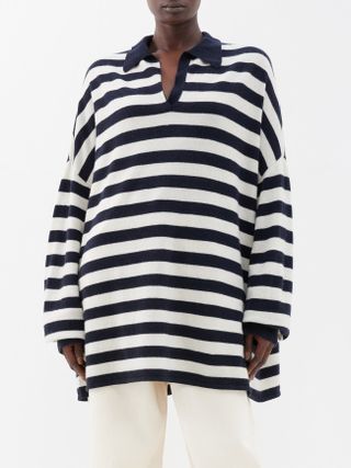 RAEY Oversized Striped Cashmere Rugby Shirt