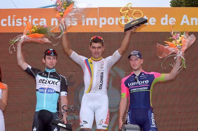 The stage 1 podium at Tour de San Luis
